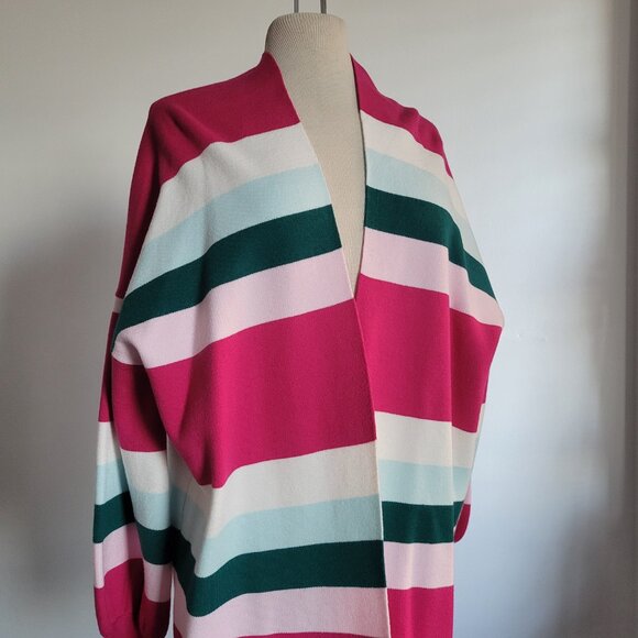 Crown and Ivy Rainbow Striped Relaxed Open Front Sweater/Jacket (Size: M) - Picture 16 of 16